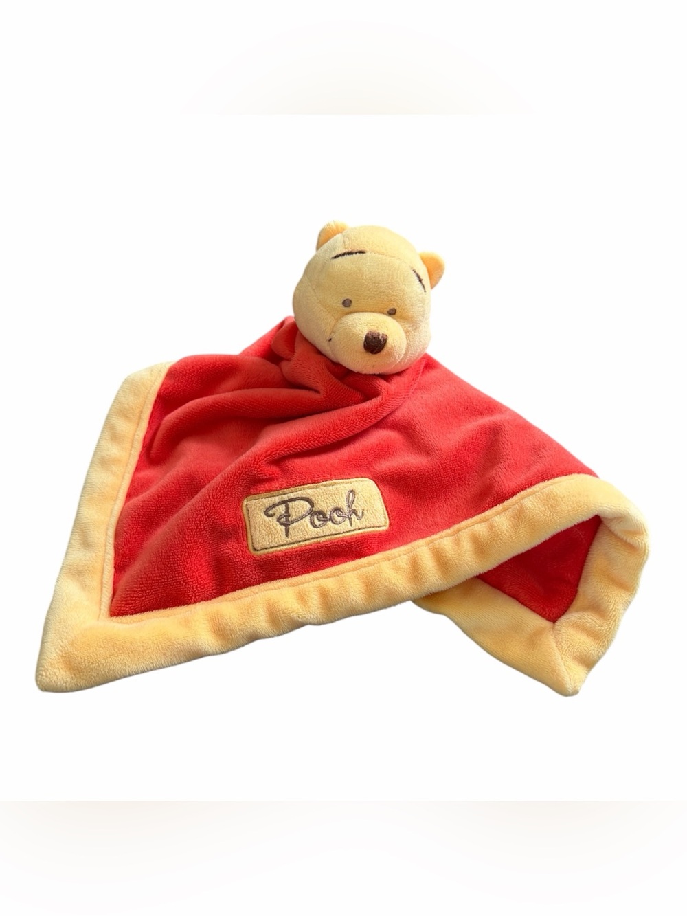 Disney Winnie The Pooh Plush Security Blanket Lovey Red Yellow 2011 13.5"